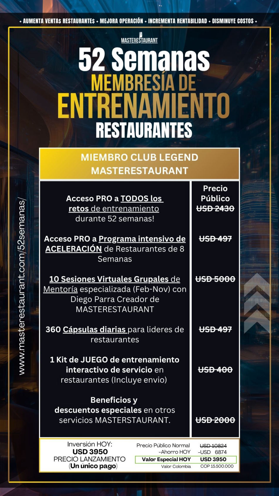 Membresía de Entrenamiento Masterestaurant: 52 Semanas para Escalar, Rentabilizar y Transformar tu Restaurante