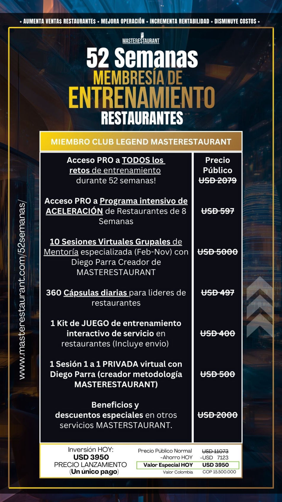 Membresía de Entrenamiento Masterestaurant: 52 Semanas para Escalar, Rentabilizar y Transformar tu Restaurante