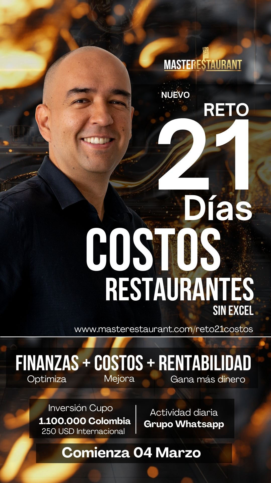 Reto intensivo de 21 días de COSTOS RESTAURANTES, ESTRUCTURA DE COSTOS RESTAURANTES y FINANZAS para Restaurantes SIN EXCEL