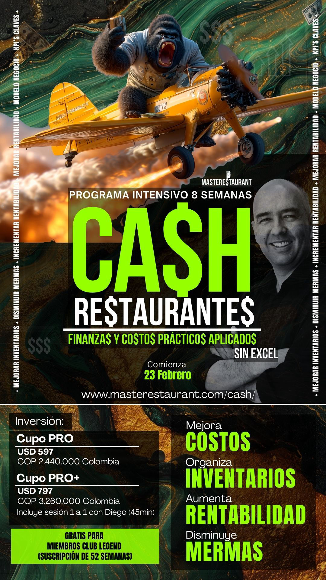 Programa entrenamiento CA$H - Finanzas y Costos prácticos aplicados para restaurantes rentables (Sin excel)