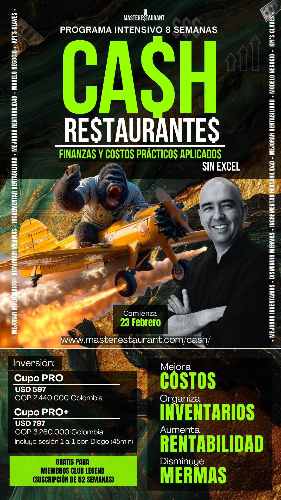 Programa entrenamiento CA$H - Finanzas y Costos prácticos aplicados para restaurantes rentables (Sin excel)