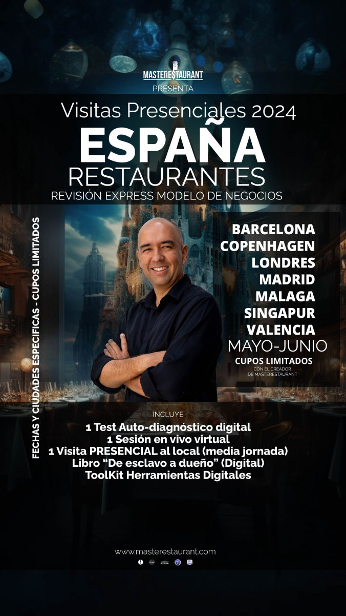 Visitas Presenciales ESPAÑA -Barcelona, Madrid, Valencia, Malaga y ciudades cercanas - MASTERESTAURANT