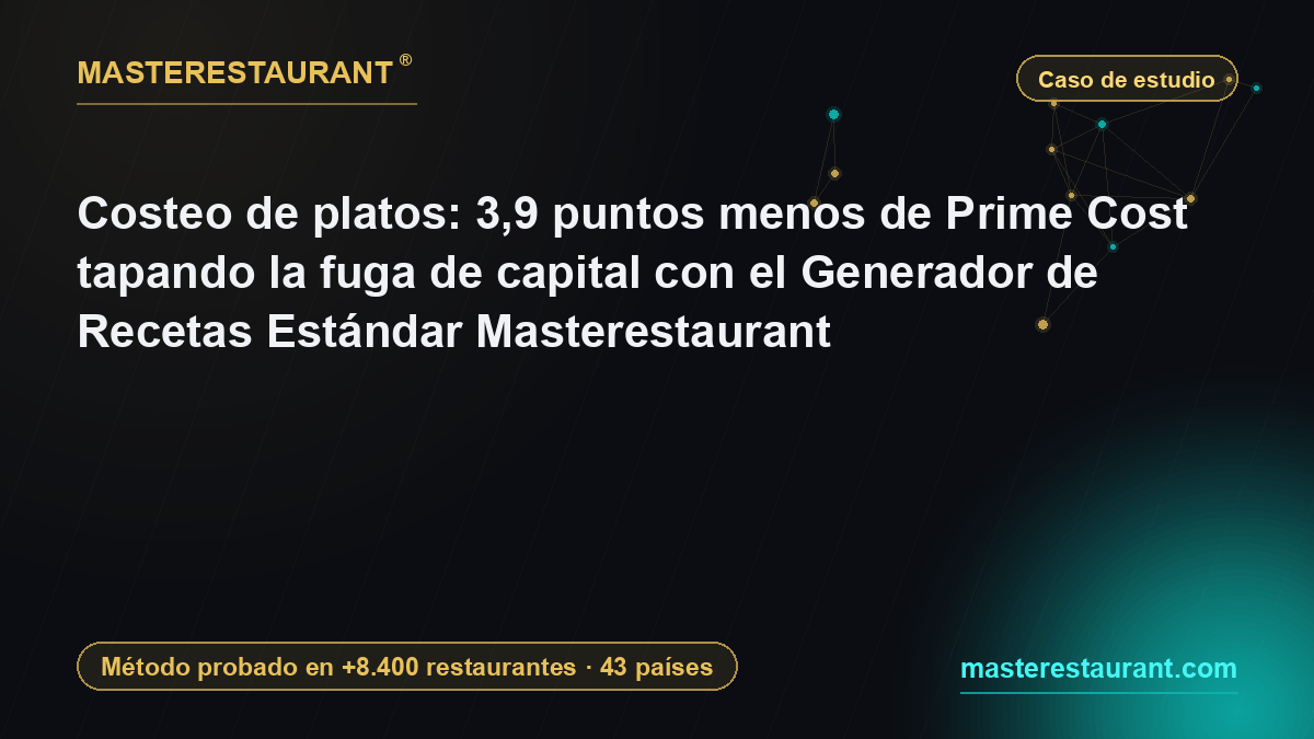 Costeo de platos: 3,9 puntos menos de Prime Cost tapando la fuga de capital con el Generador de Recetas Estándar Masterestaurant — Masterestaurant