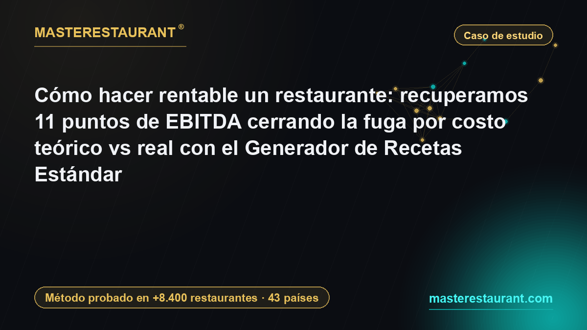 Cómo hacer rentable un restaurante: recuperamos 11 puntos de EBITDA cerrando la fuga por costo teórico vs real con el Generador de Recetas Estándar — Masterestaurant