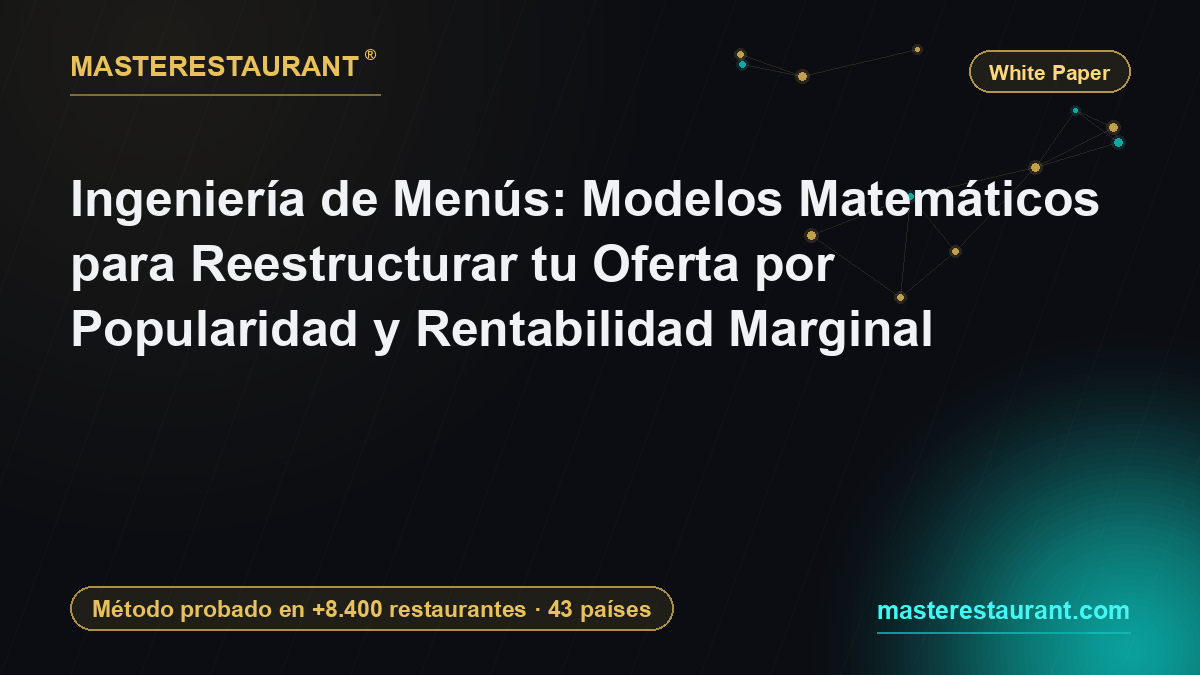 Menu Engineering: Mathematical Models to Restructure Your Offering by Popularity and Marginal Profitability — Masterestaurant