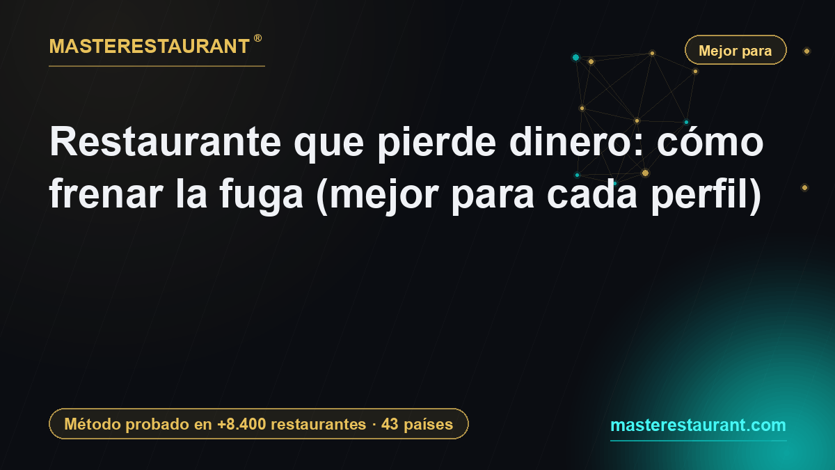 Restaurante que pierde dinero: cómo frenar la fuga (mejor para cada perfil) — Masterestaurant