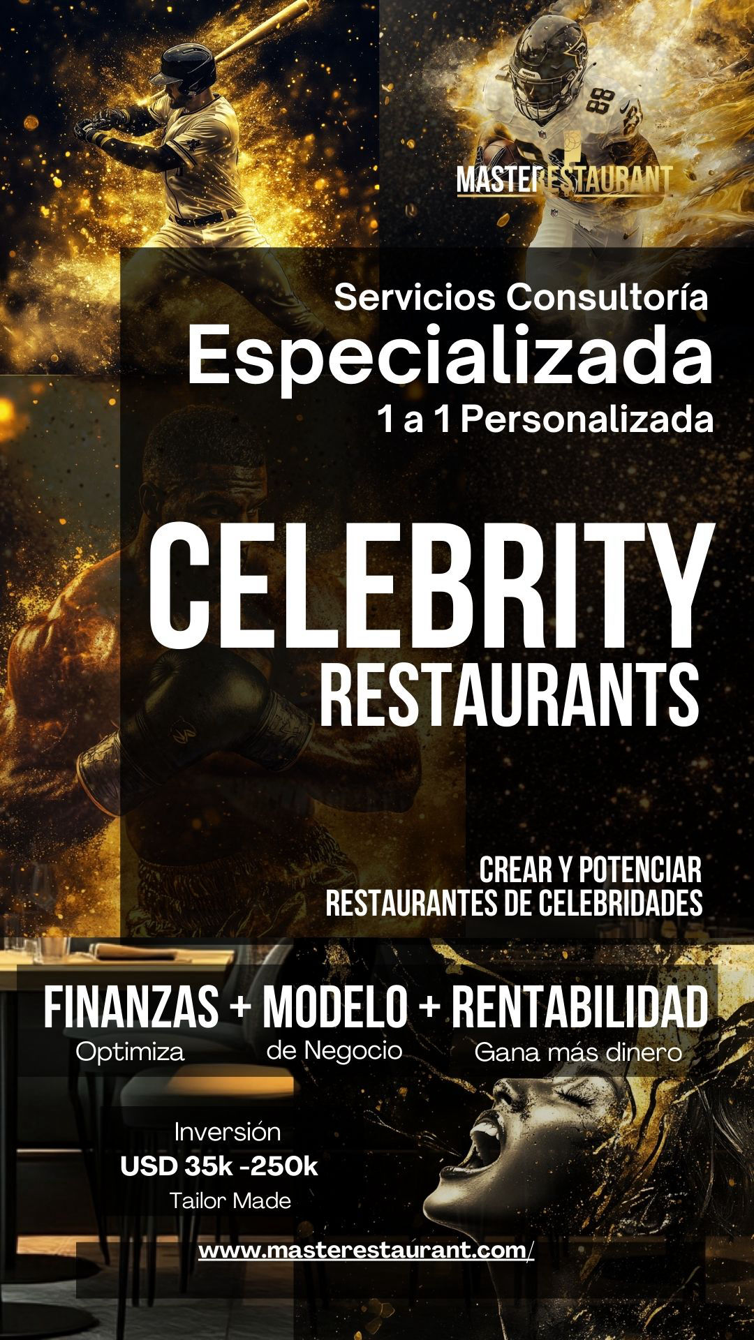 Servicios, entrenamiento, consultoría, bootcamps, eventos y acompañamientos privados para celebrity restaurants, restaurantes de famosos, restaurantes de celebridades, restaurantes temáticos, foodtech’s y negocios gastronómicos.