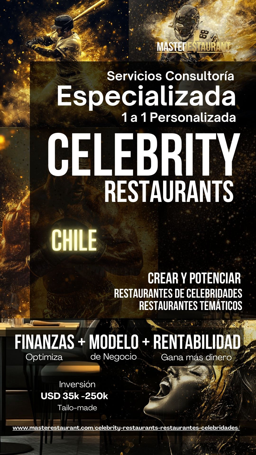 Servicios, entrenamiento, consultoría, bootcamps, eventos y acompañamientos privados para celebrity restaurants, restaurantes de famosos, restaurantes de celebridades, restaurantes temáticos, foodtech’s y negocios gastronómicos. CHILE