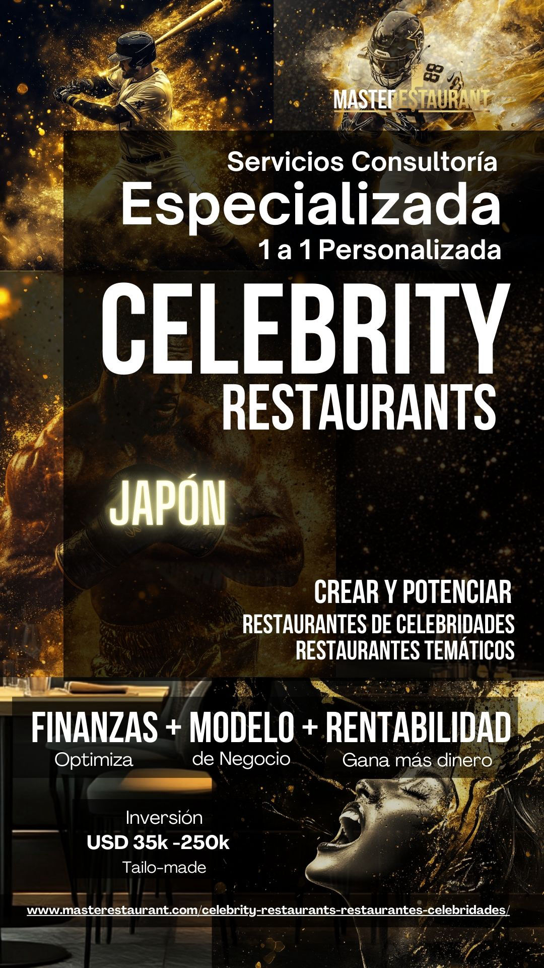 Servicios, entrenamiento, consultoría, bootcamps, eventos y acompañamientos privados para celebrity restaurants, restaurantes de famosos, restaurantes de celebridades, restaurantes temáticos, foodtech’s y negocios gastronómicos. JAPÓN