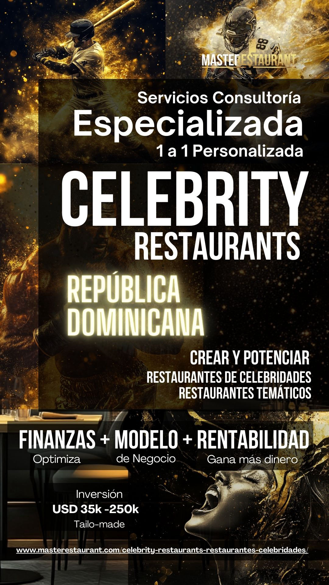 Servicios, entrenamiento, consultoría, bootcamps, eventos y acompañamientos privados para celebrity restaurants, restaurantes de famosos, restaurantes de celebridades, restaurantes temáticos, foodtech’s y negocios gastronómicos.REPÚBLICA DOMINICANA