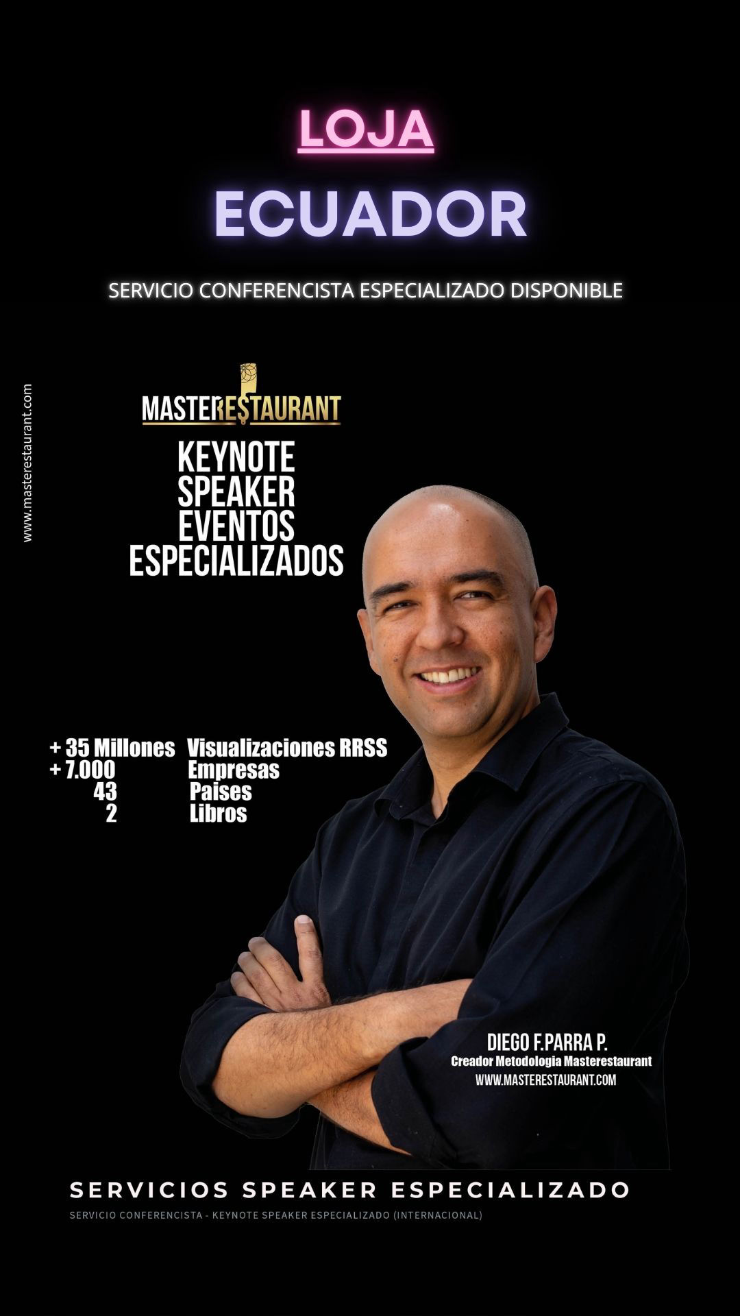 Keynote Speaker Restaurantes y negocios gastronómicos disponible para LOJA (ECUADOR)