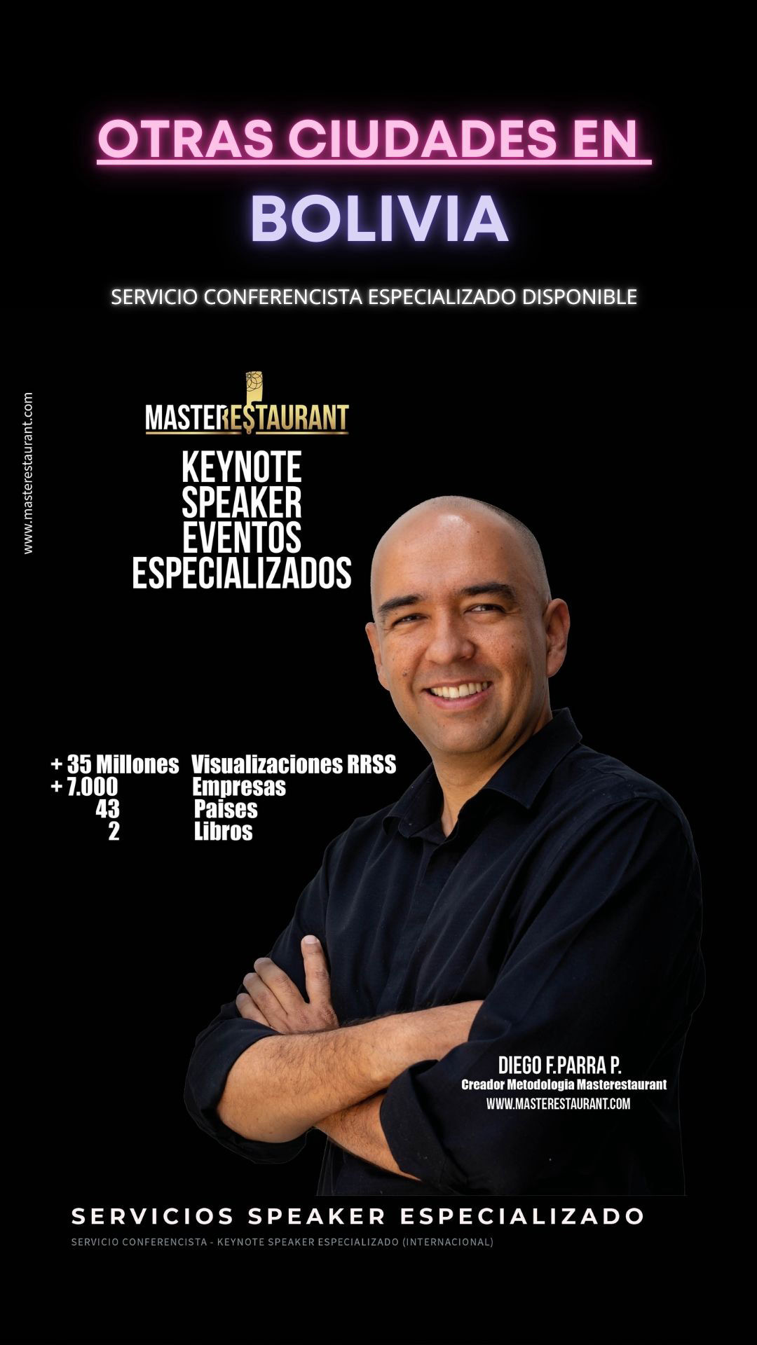 Keynote Speaker Restaurantes y negocios gastronómicos disponible para TODAS LAS CIUDADES DE BOLIVIA