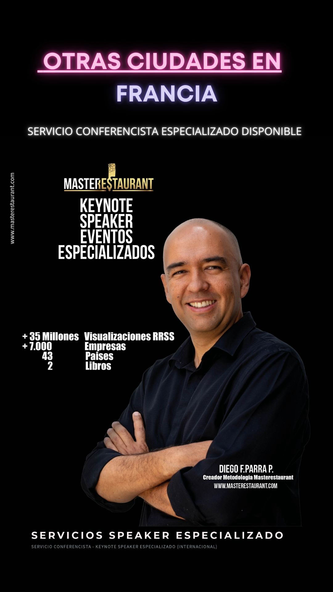 Keynote Speaker Restaurantes y negocios gastronómicos disponible para TODAS LAS CIUDADES DE FRANCIA