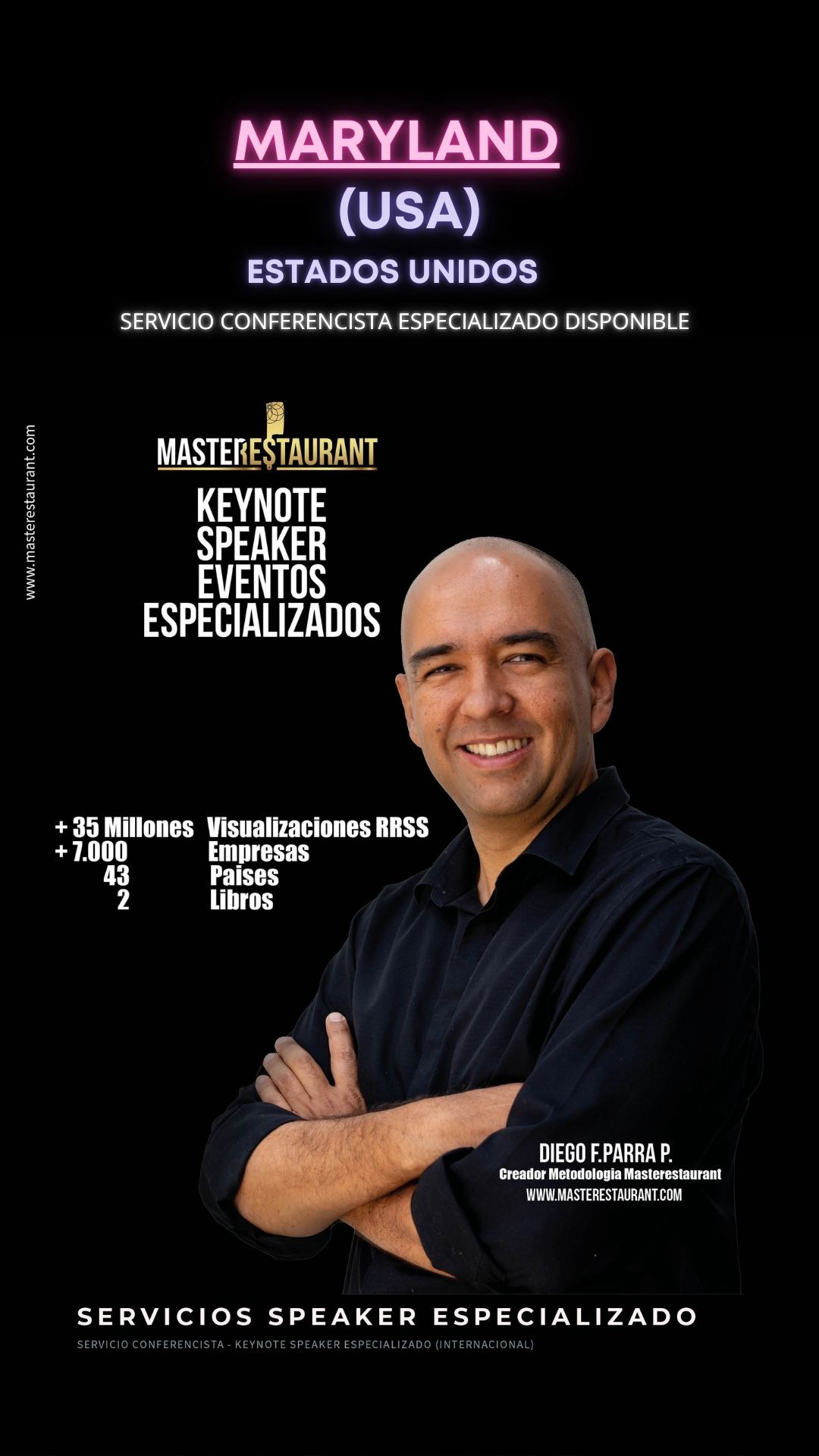 Keynote Speaker Restaurantes y negocios gastronómicos disponible para ESTADO MARYLAND EN ESTADOS UNIDOS (USA)