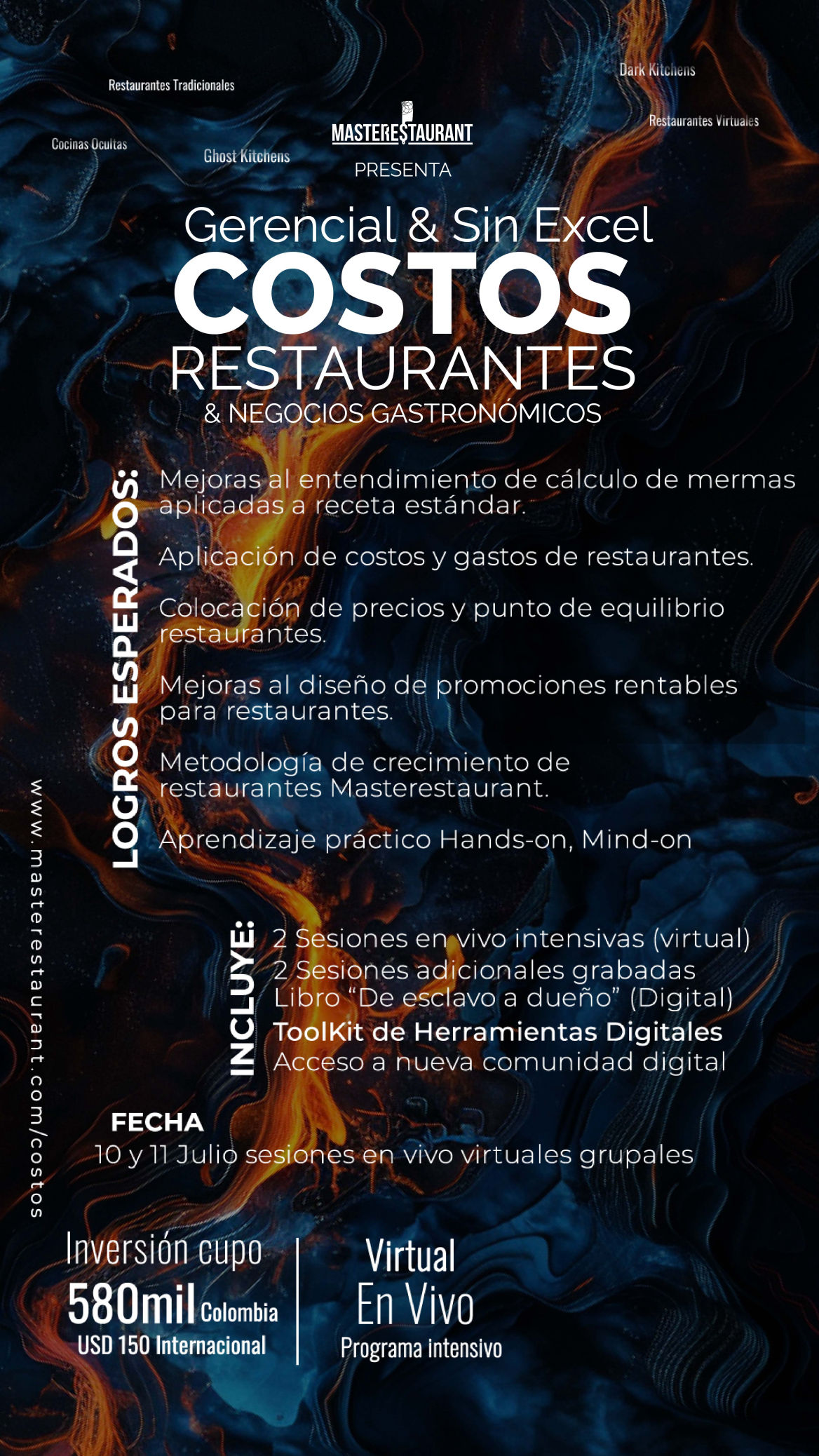 Programa gerencial intensivo de Costos sin Excel para restaurantes, dark kitchens, negocios gastronómicos masterestaurant (master restaurant)