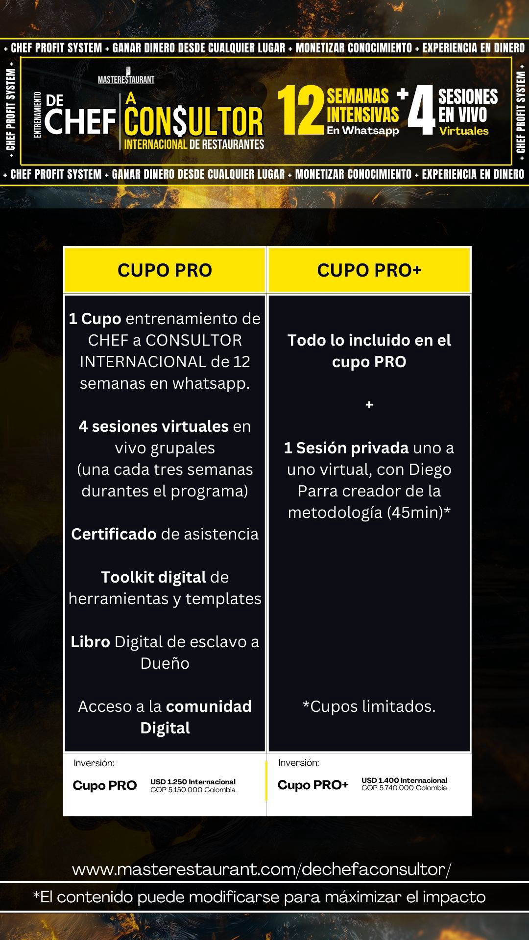 Entrenamiento De CHEF a consultor internacional de restaurantes!