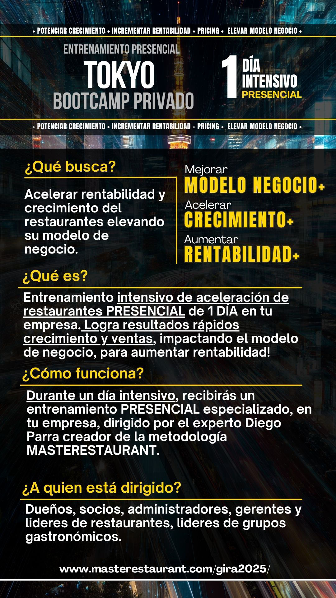 Bootcamp Presencial Privado de ACELERACIÓN de restaurantes, negocios gastronómicos y grupos de hospitalidad EN TOKYO.