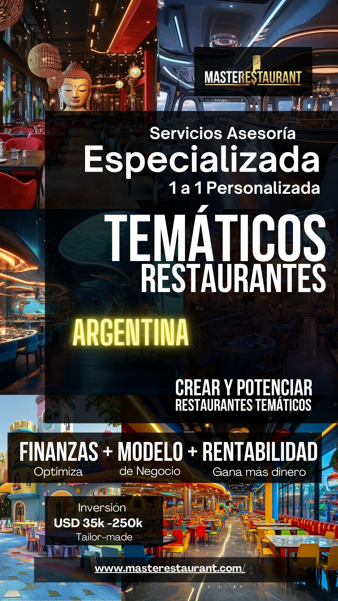 Servicios, entrenamiento, consultoría, bootcamps, asesoría, eventos y acompañamientos privados para restaurantes temáticos en ARGENTINA