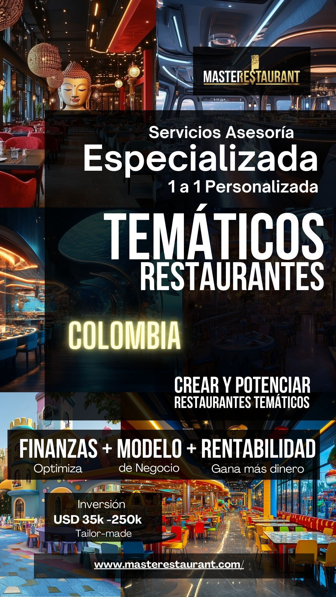 Servicios, entrenamiento, consultoría, bootcamps, asesoría, eventos y acompañamientos privados para restaurantes temáticos en COLOMBIA