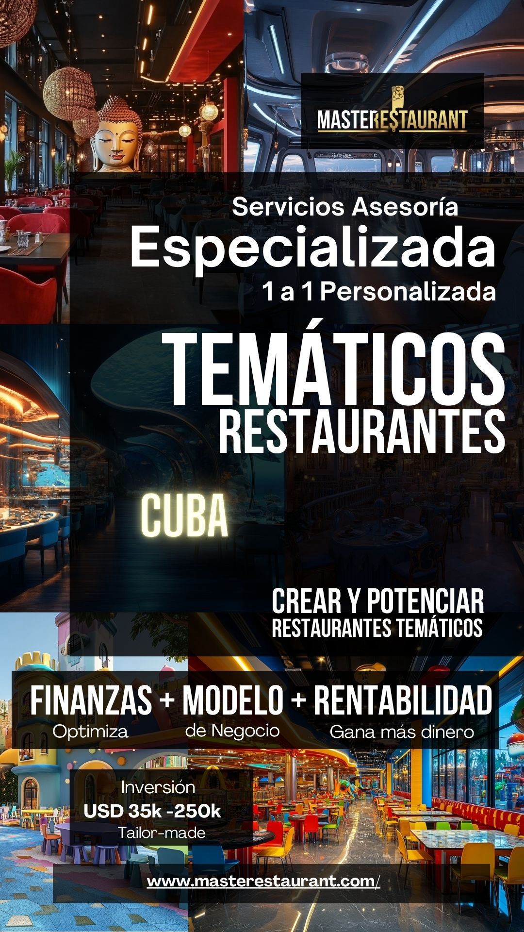 Servicios, entrenamiento, consultoría, bootcamps, asesoría, eventos y acompañamientos privados para restaurantes temáticos en CUBA