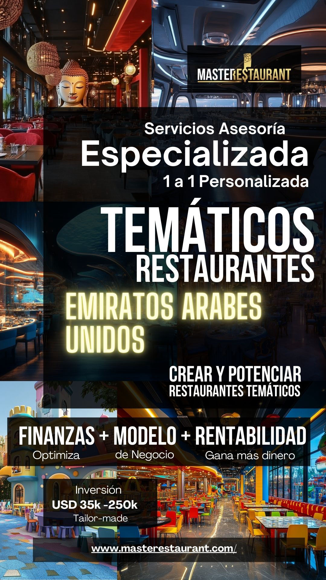 Servicios, entrenamiento, consultoría, bootcamps, asesoría, eventos y acompañamientos privados para restaurantes temáticos en EMIRATOS ARABES UNIDOS (UAE)