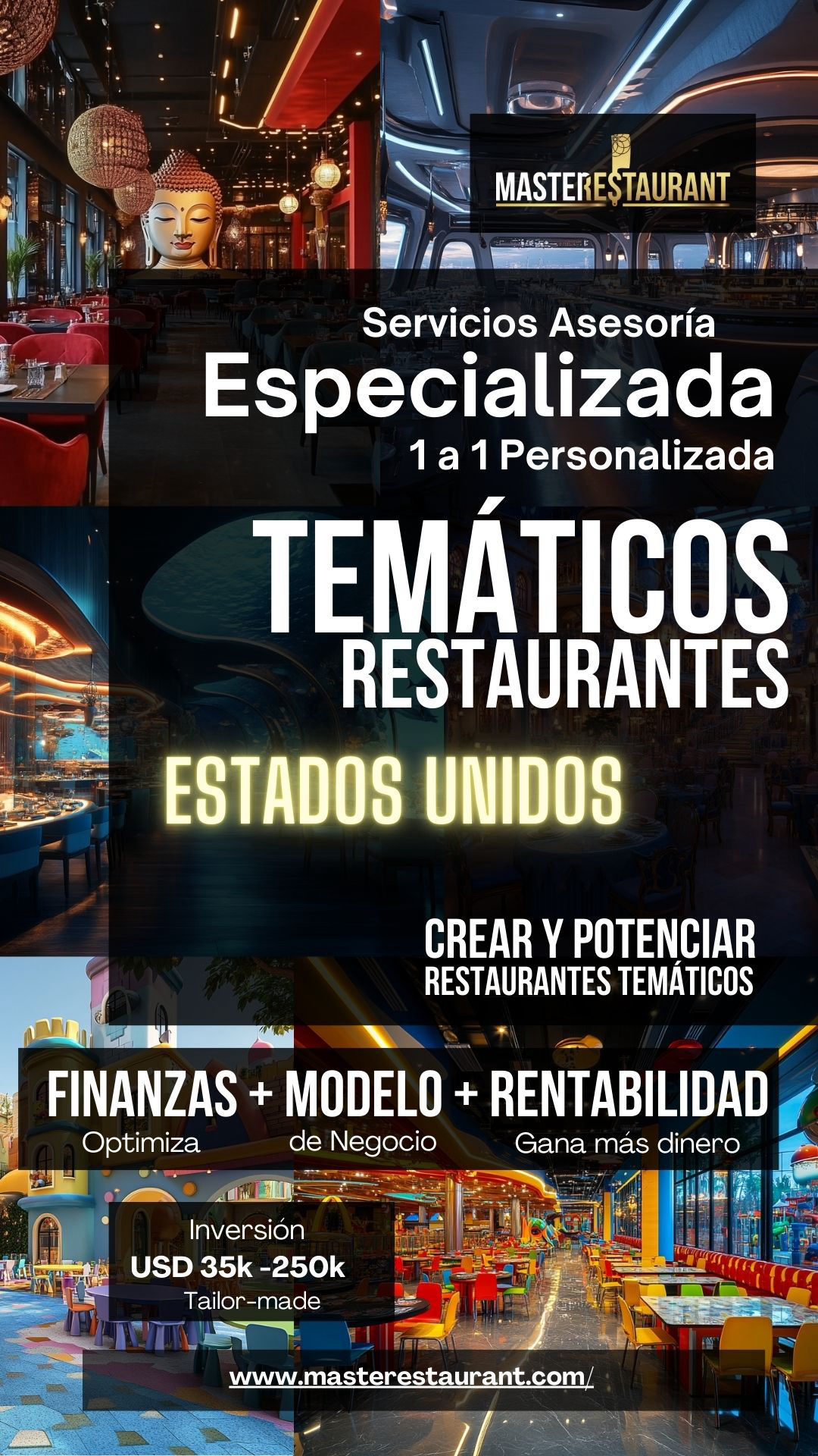 Servicios, entrenamiento, consultoría, bootcamps, asesoría, eventos y acompañamientos privados para restaurantes temáticos en ESTADOS UNIDOS (USA)