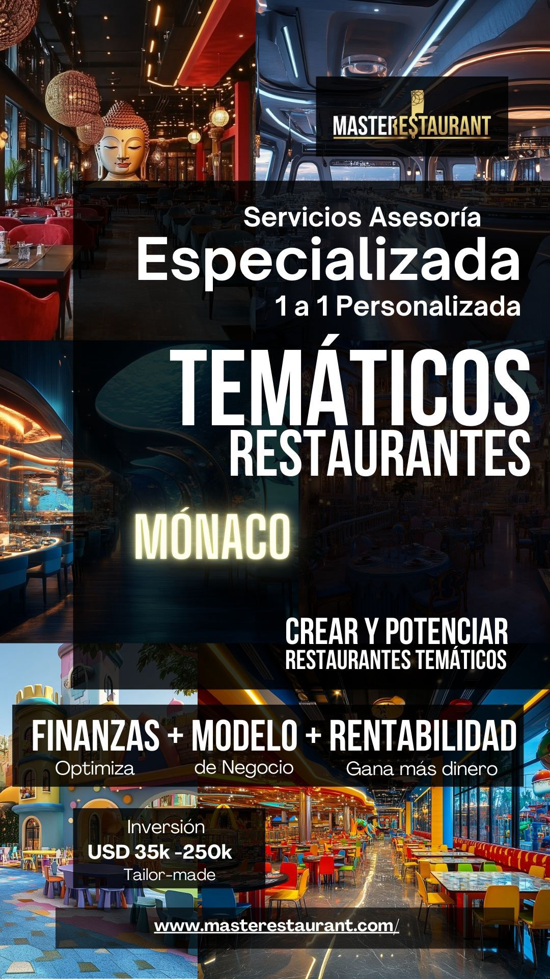 Servicios, entrenamiento, consultoría, bootcamps, asesoría, eventos y acompañamientos privados para restaurantes temáticos en MÓNACO