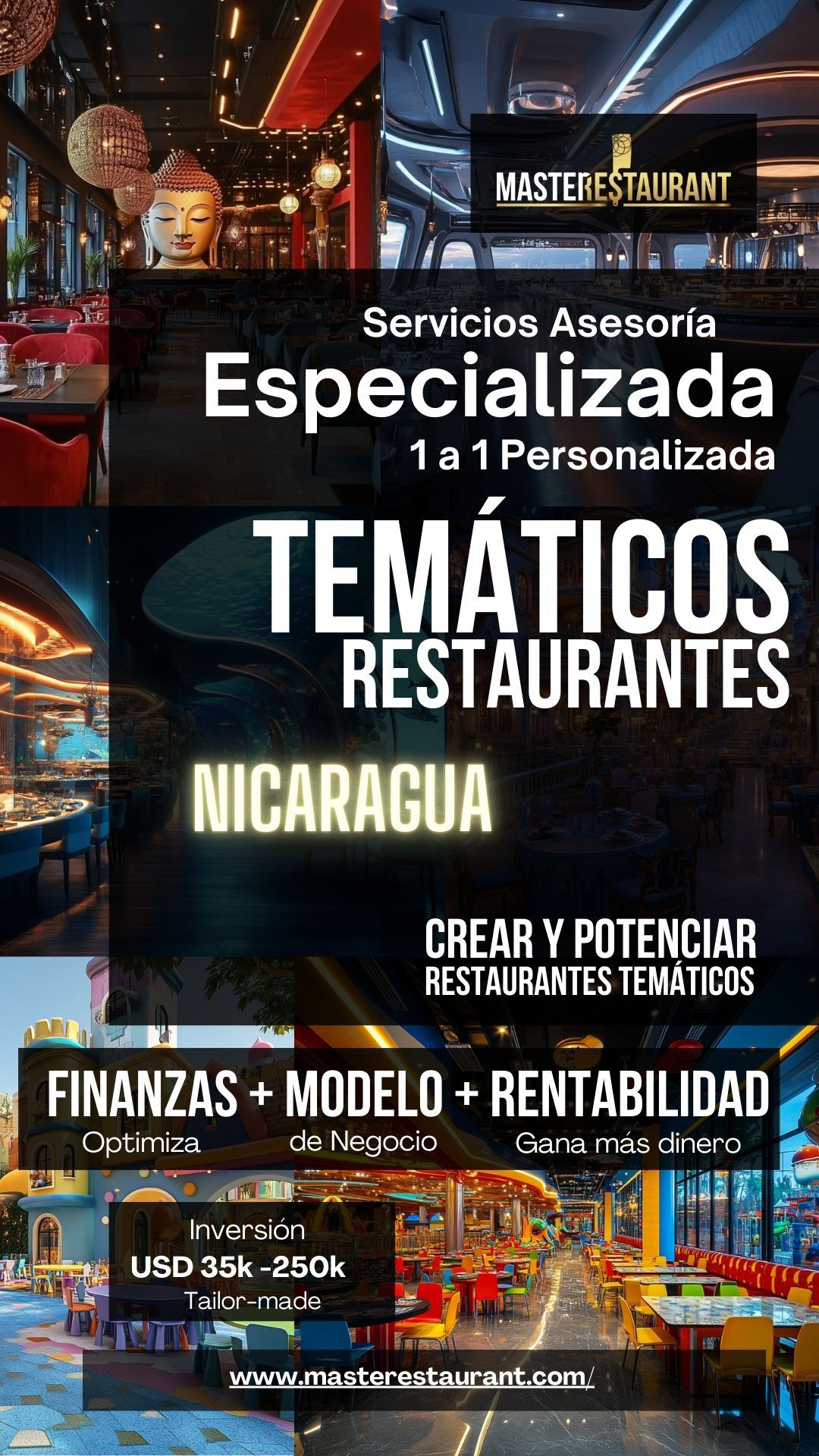 Servicios, entrenamiento, consultoría, bootcamps, asesoría, eventos y acompañamientos privados para restaurantes temáticos en NICARAGUA