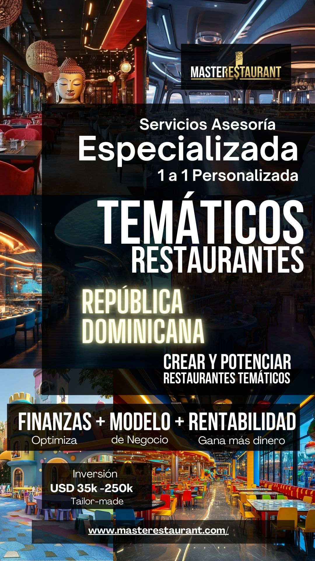 Servicios, entrenamiento, consultoría, bootcamps, asesoría, eventos y acompañamientos privados para restaurantes temáticos en REPÚBLICA DOMINICANA