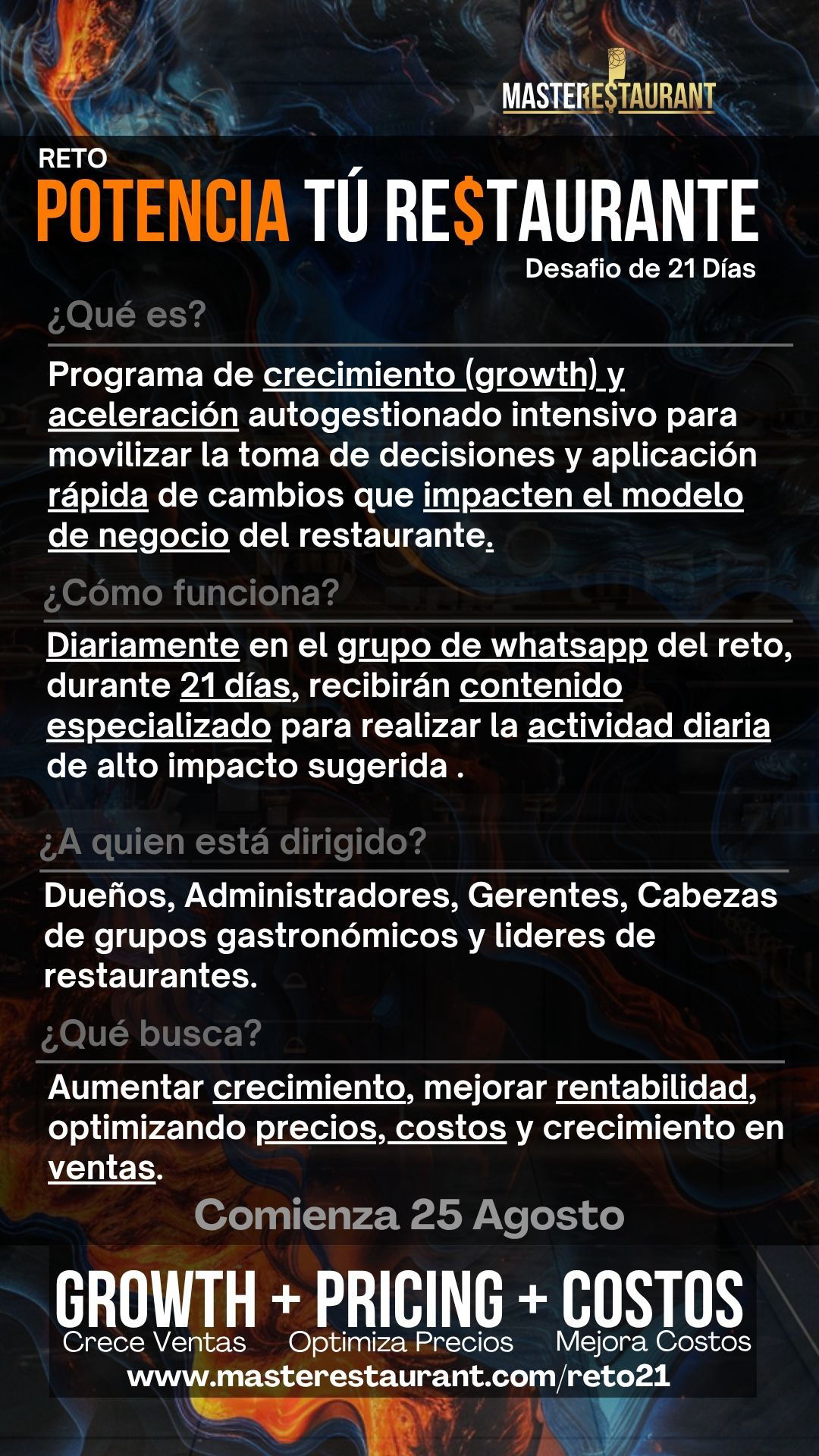 Reto POTENCIA TU RESTAURANTE EN 21 días MASTERESTAURANT