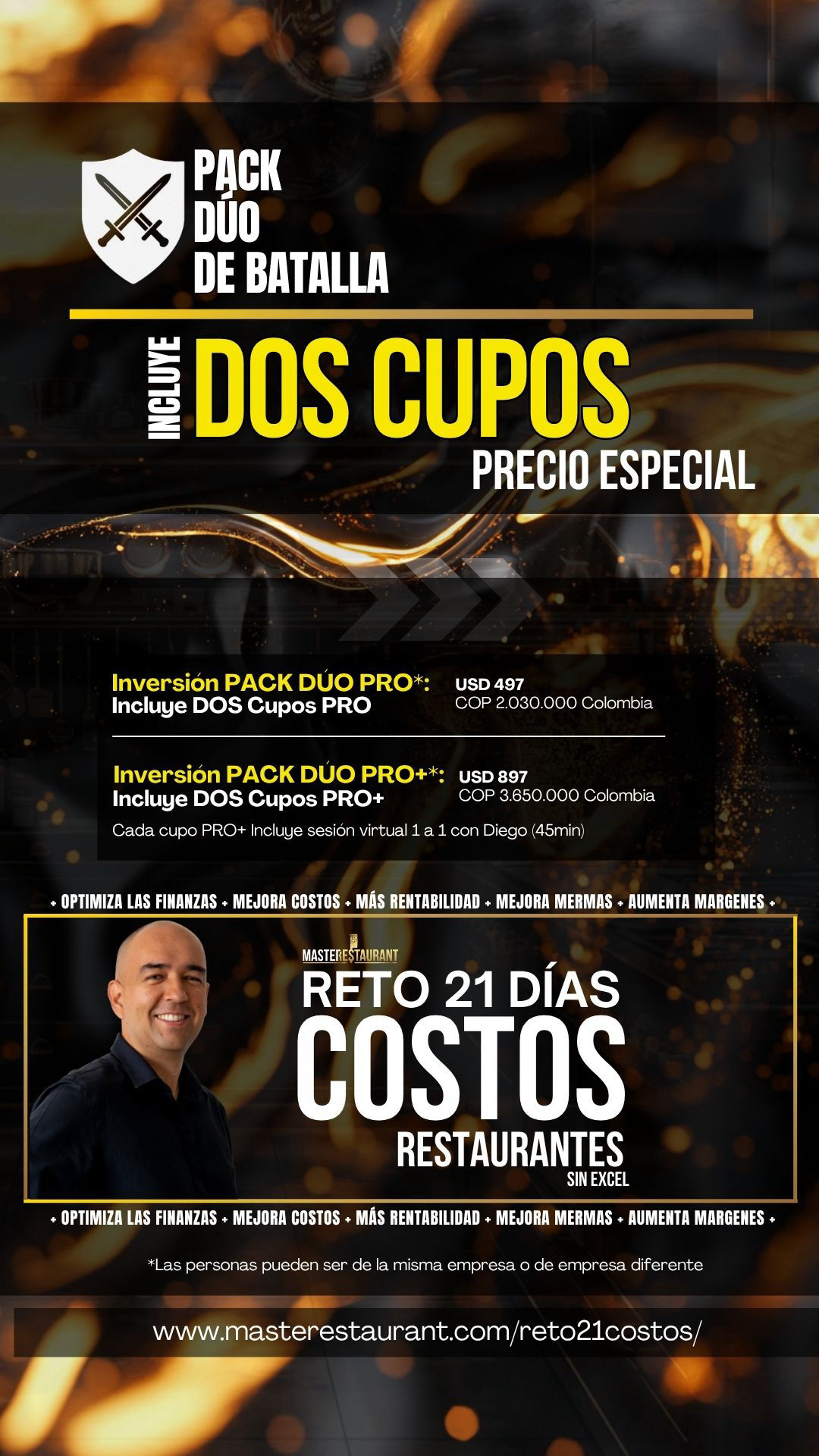 Cupos Reto COSTOS Y FINANZAS SIN EXCEL PARA RESTAURANTES