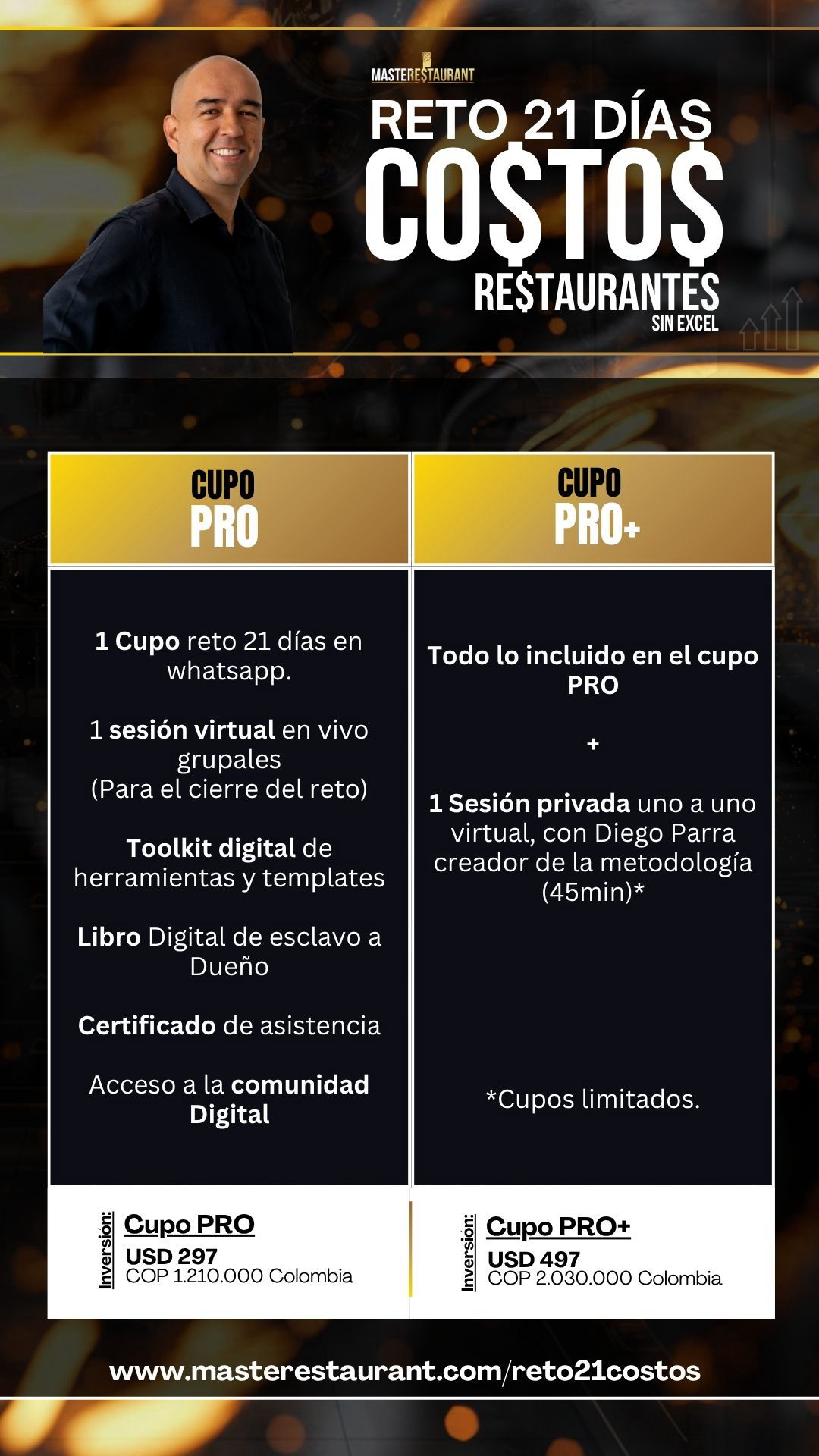 Cupos Reto COSTOS Y FINANZAS SIN EXCEL PARA RESTAURANTES