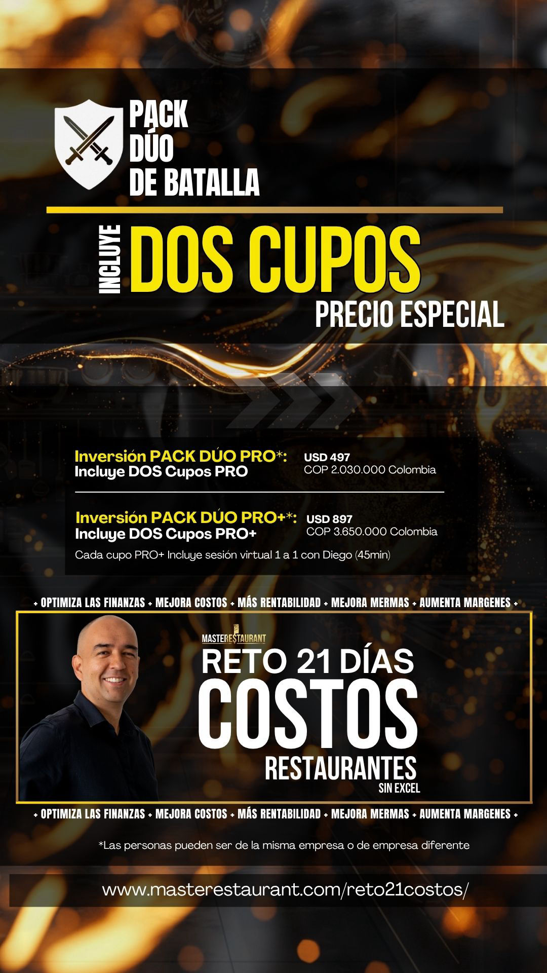 Cupos Reto COSTOS Y FINANZAS SIN EXCEL PARA RESTAURANTES