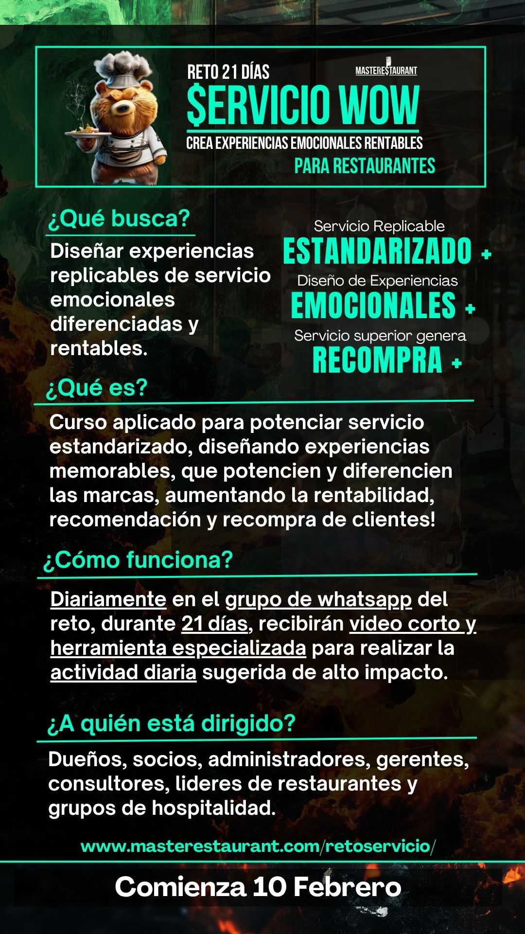 Reto Servicio WOW Restaurantes- Crea Experiencias emocionales para restaurantes en 21 días