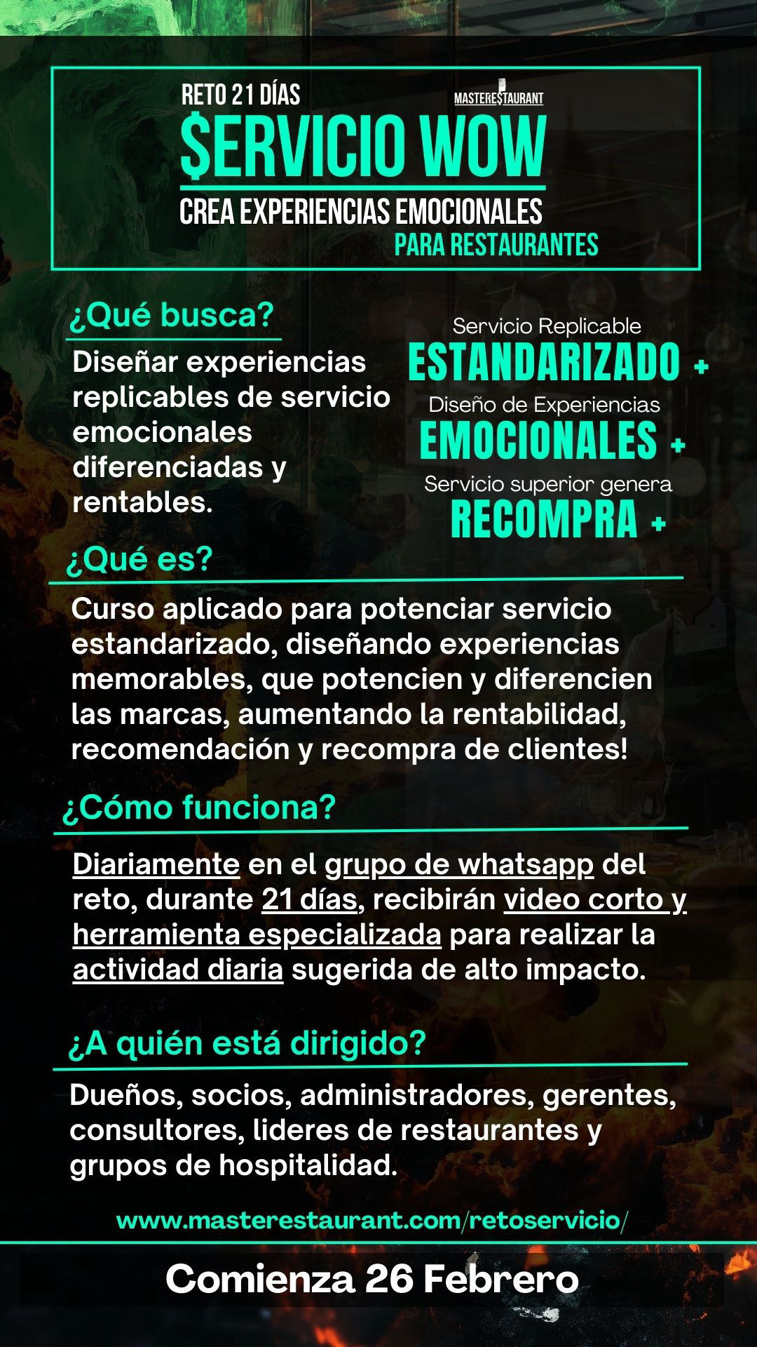 Reto Servicio WOW Restaurantes- Crea Experiencias emocionales para restaurantes en 21 días