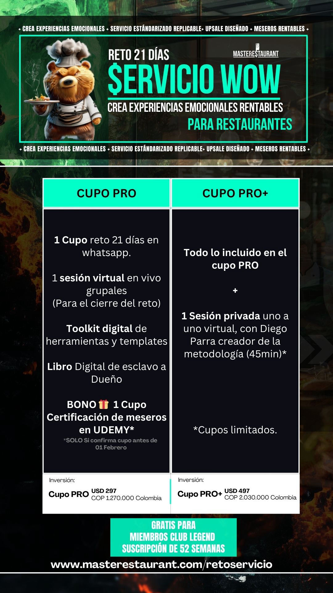 Reto Servicio WOW Restaurantes- Crea Experiencias emocionales para restaurantes en 21 días