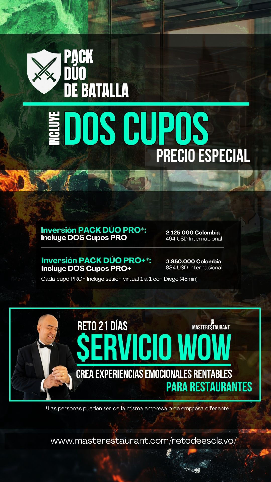 Cupos Reto Servicio WOW Restaurantes- Crea Experiencias emocionales para restaurantes en 21 días