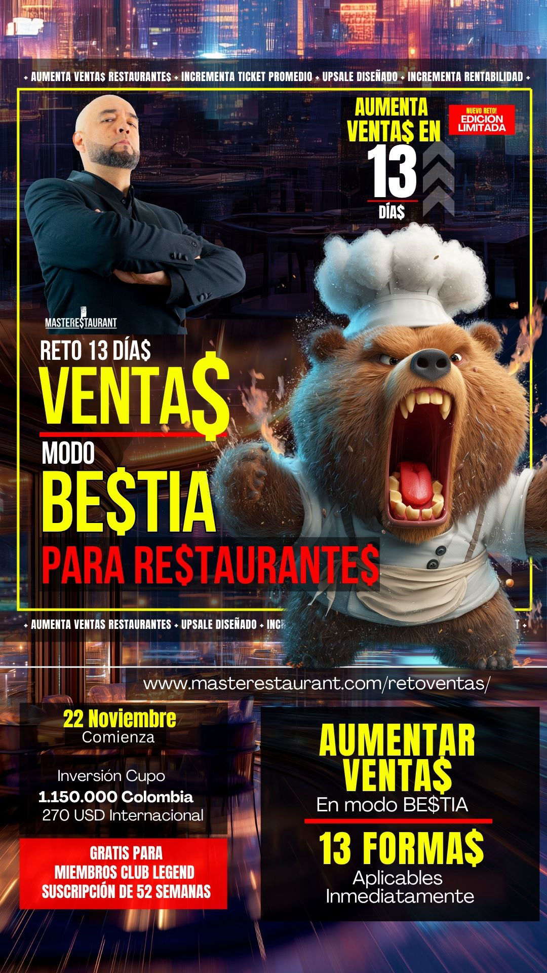 Reto Maximiza VENTAS de restaurantes y negocios gastronómicos en MODO BESTIA en 13 días!