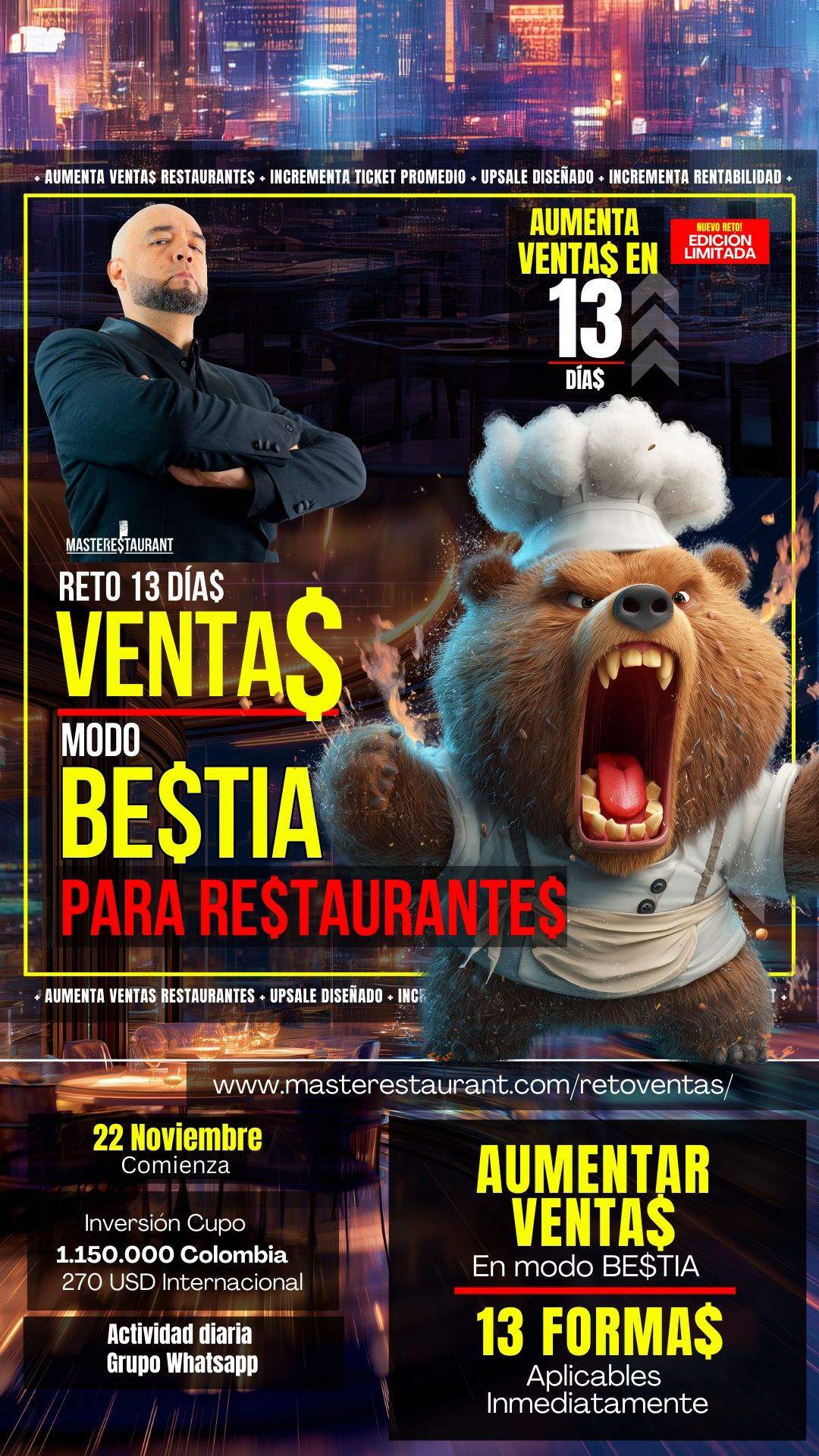 Reto Maximiza VENTAS de restaurantes y negocios gastronómicos en MODO BESTIA en 13 días!