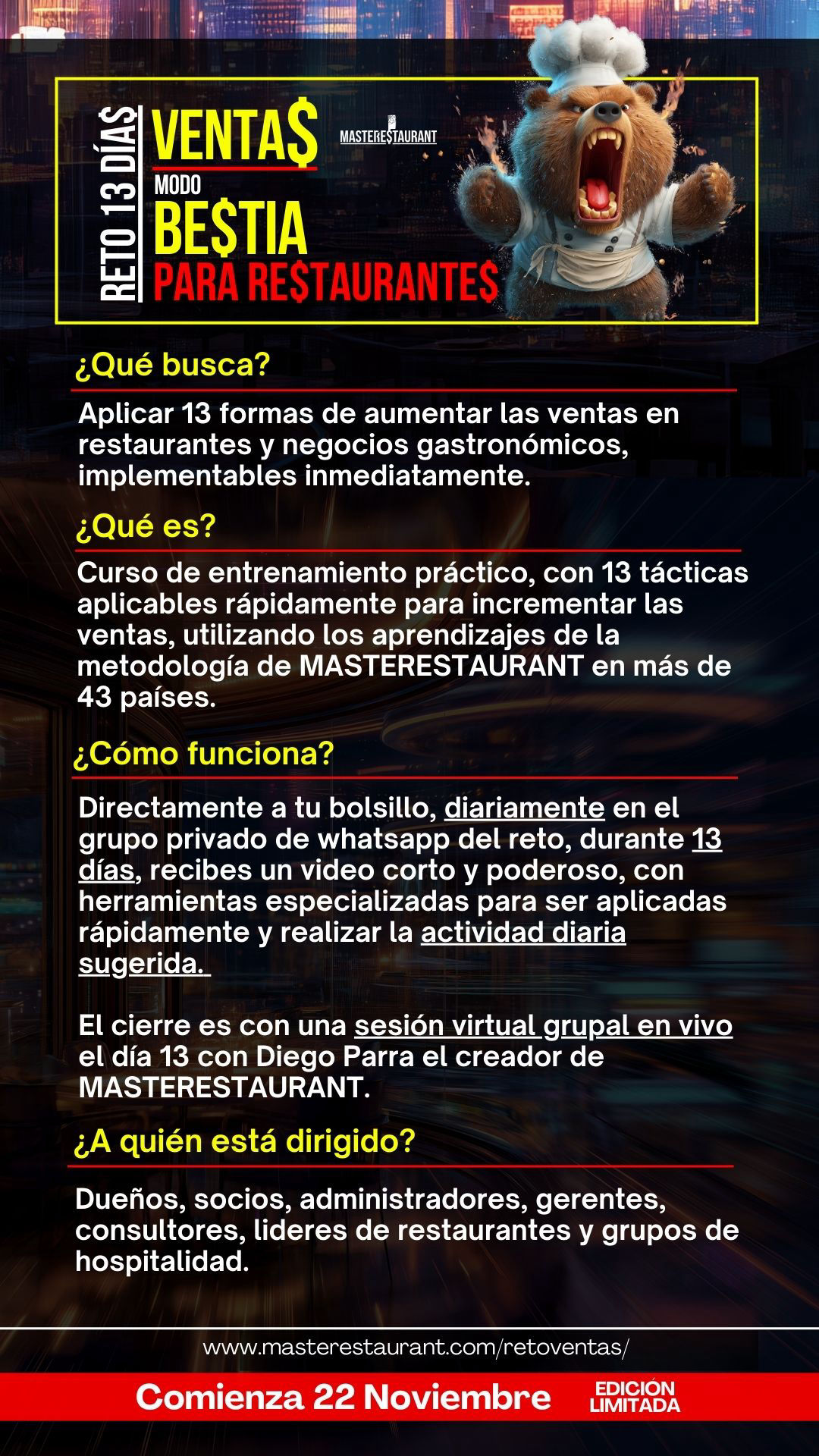 Reto Maximiza VENTAS de restaurantes y negocios gastronómicos en MODO BESTIA en 13 días!