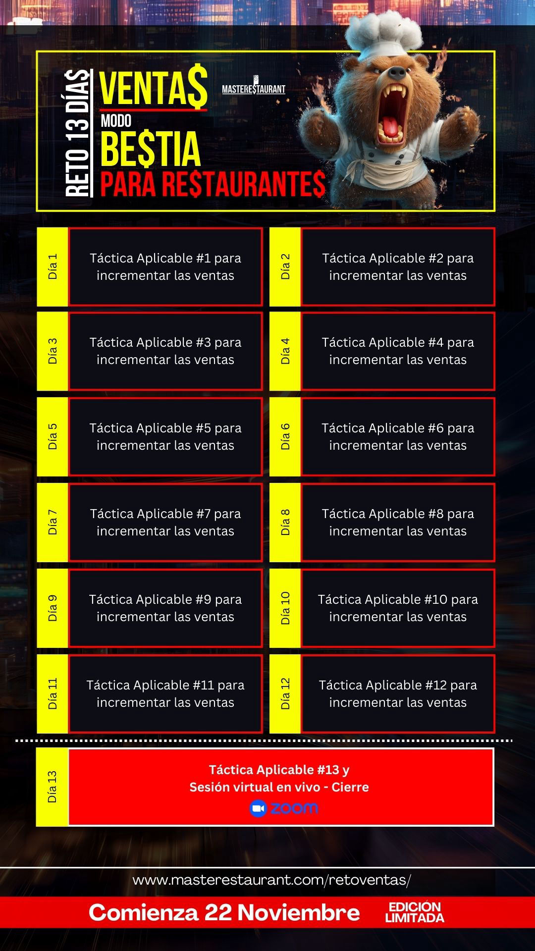 Reto Maximiza VENTAS de restaurantes y negocios gastronómicos en MODO BESTIA en 13 días!