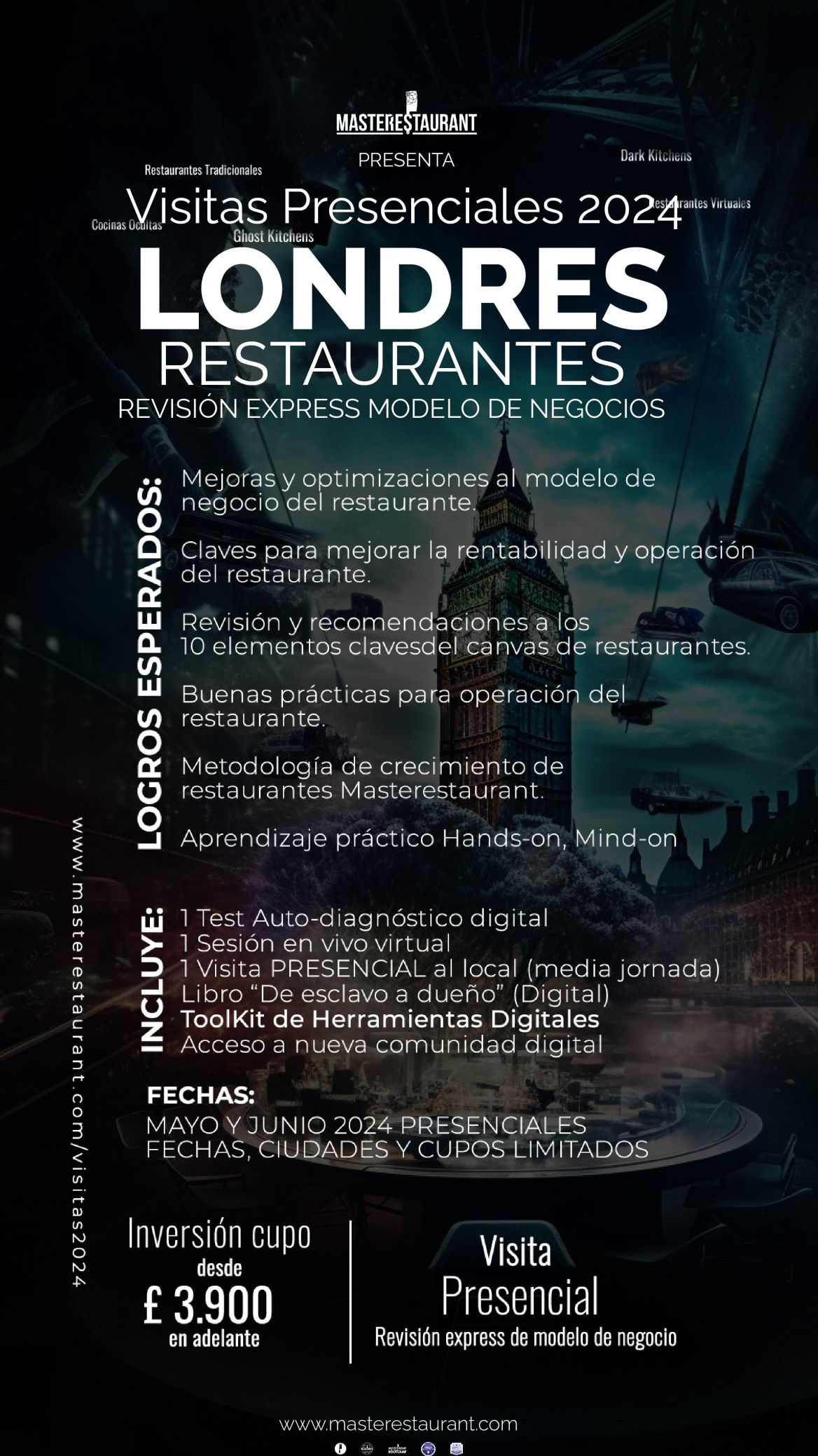 MASTERESTAURANT - Visitas Presenciales Mayo 2024 Londres y alrededores revisión express para optimización modelo de negocios para Restaurantes y Negocios Gastronómicos MASTERESTAURANT