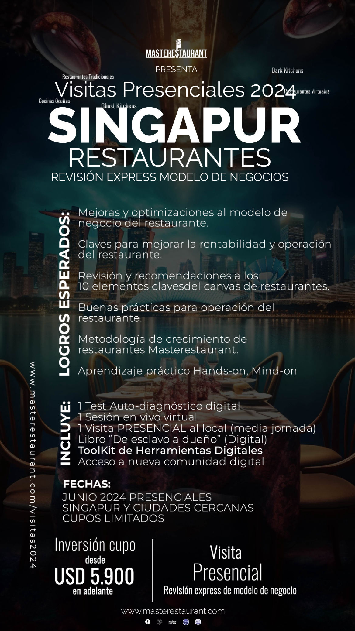 MASTERESTAURANT - Visitas Presenciales Junio 2024 Singapur y alrededores revisión express para optimización modelo de negocios para Restaurantes y Negocios Gastronómicos MASTERESTAURANT